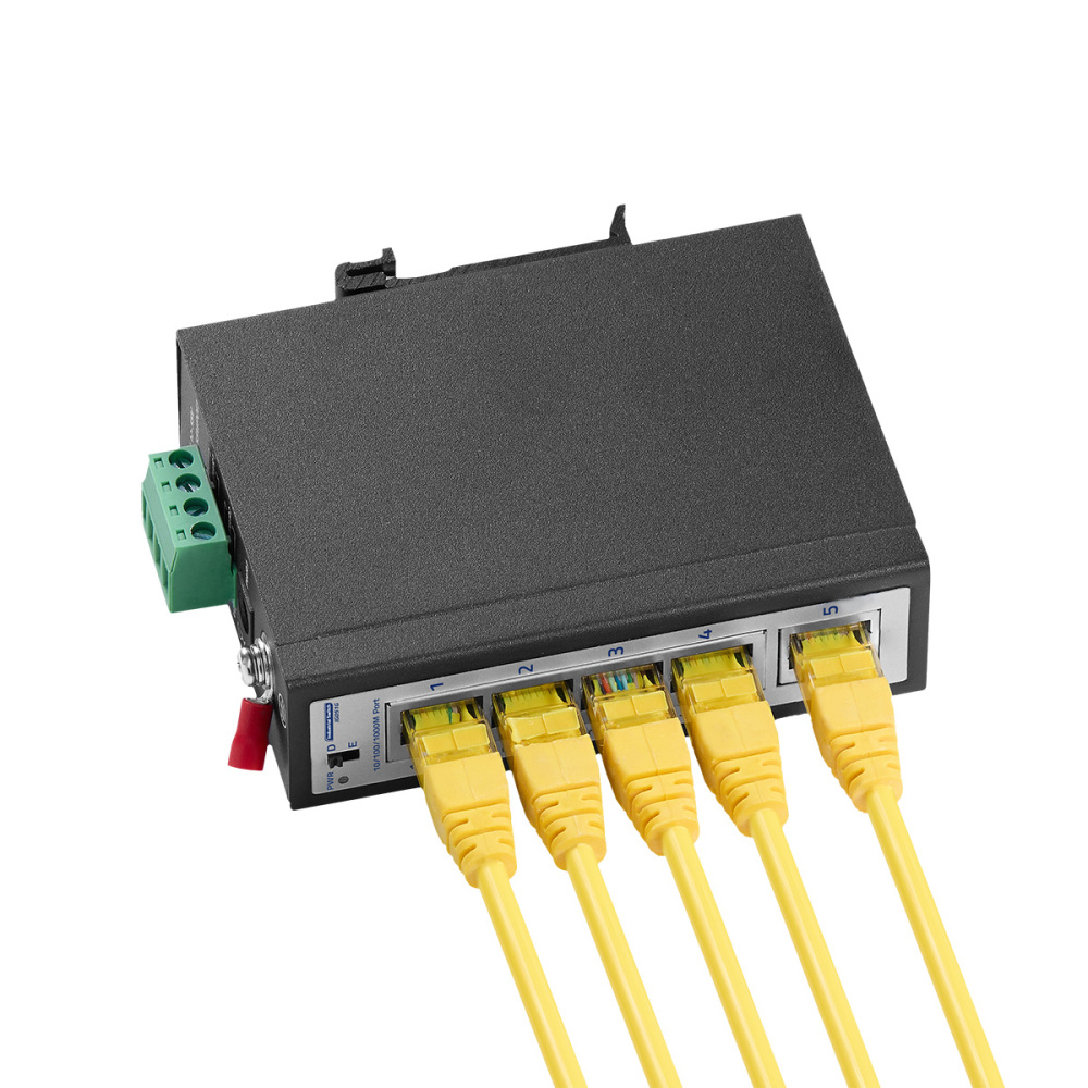 5 Port Mini Gigabit Industrial DIN-Rail Switch, 4 x 100/1000Mbps Ports,1 Gigabit Uplink, Din Rail & Wall Mount Included, Unmanaged IP30 (-40~185°F) Hardened YuLinca Industrial Ethernet Switch