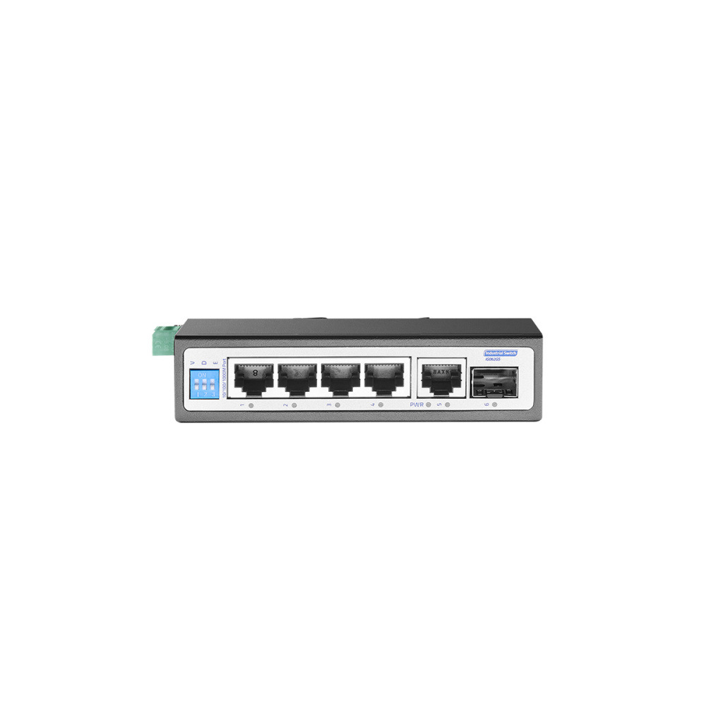 6 Port Mini Gigabit Industrial DIN-Rail Ethernet Switch, 4 x 100/1000Mbps RJ45 Ports, 1G RJ45 Uplink, 1G SFP, Unmanaged IP30 (-40~185°F) Hardened YuLinca Switch