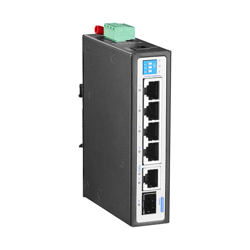 6 Port Mini Gigabit Industrial DIN-Rail PoE Switch, 4 x 100/1000Mbps POE Ports, IEEE802.3af/at, 1G Uplink, 1G SFP, Unmanaged IP30 (-40~185°F) Hardened YuLinca Switch