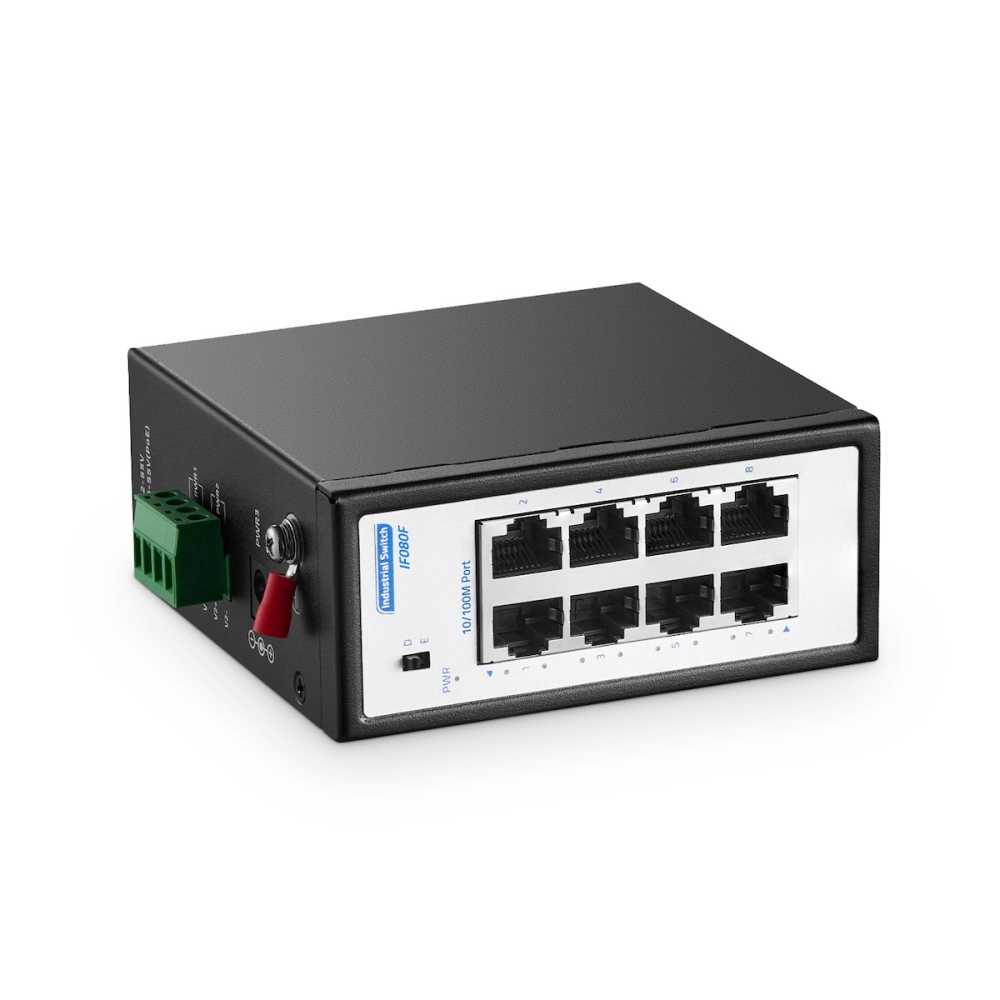 8 Port Mini 100Mbps Industrial DIN-Rail Ethernet Switch, 8 x 10/100Mbps RJ45 Ports, Unmanaged IP30 (-40~185°F) Hardened YuLinca Switch