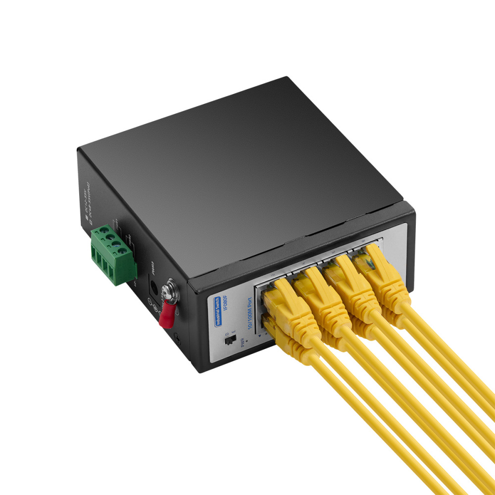 8 Port Mini 100Mbps Industrial DIN-Rail PoE Switch, 8 x 10/100Mbps PoE Ports, IEEE802.3af/at, Unmanaged IP30 (-40~185°F) Hardened YuLinca Switch