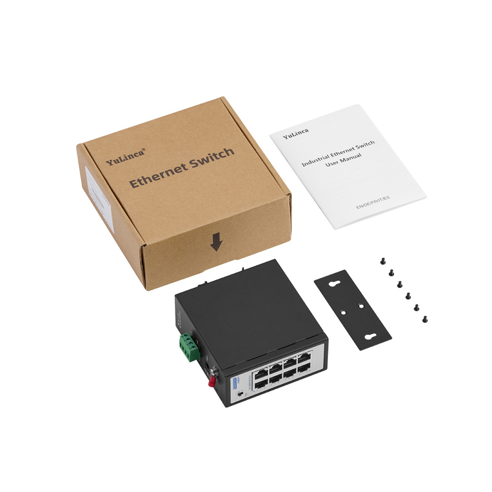8 Port Mini 100Mbps Industrial DIN-Rail Ethernet Switch, 8 x 10/100Mbps RJ45 Ports, Unmanaged IP30 (-40~185°F) Hardened YuLinca Switch