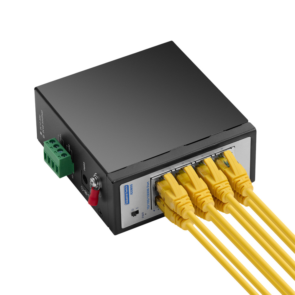 8 Port Mini 1000Mbps Industrial DIN-Rail Ethernet Switch, 8 x 10/100/1000Mbps RJ45 Ports, Unmanaged IP30 (-40~185°F) Hardened YuLinca Switch