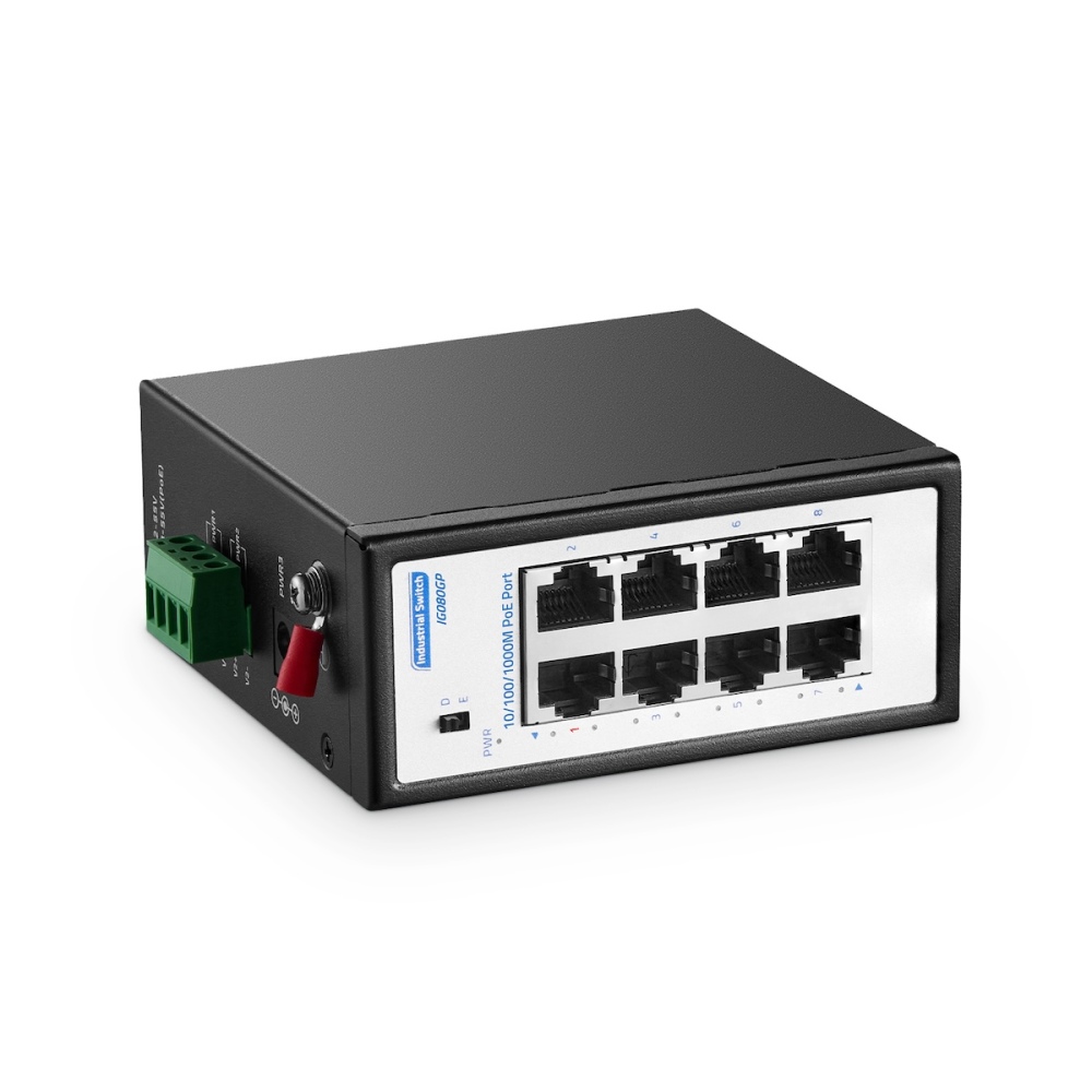 8 Port Mini 1000Mbps Industrial DIN-Rail PoE Switch, 8 x 10/100/1000Mbps PoE Ports, IEEE802.3af/at, Unmanaged IP30 (-40~185°F) Hardened YuLinca Switch