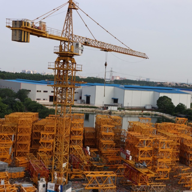 Tower Cranes,6t Construction Tower Crane for High Rise Buildings Variable Jib (30-60m) Anti Collision System Factory Direct Price Motor Pump