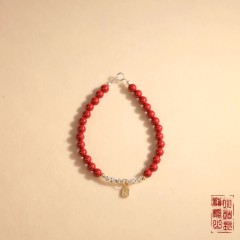龙虎山天师祖庭天然高纯特级朱砂纯银女士手链辟X细护身平安手串