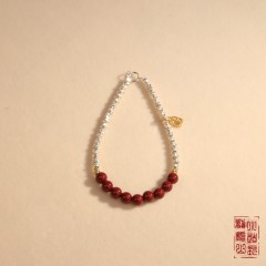 特级朱砂半圈纯银