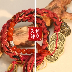 龙虎山天师祖庭山鬼花钱吊坠家真品古钱项链朱砂八卦纯铜钱饰品