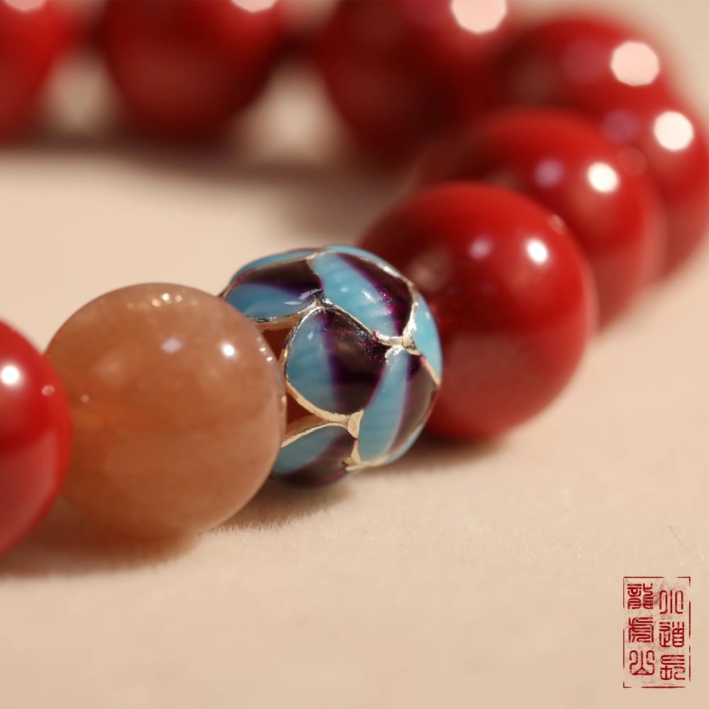 龙虎山天师祖庭高纯度天然朱砂莲花手串女士本命年护身平安手链
