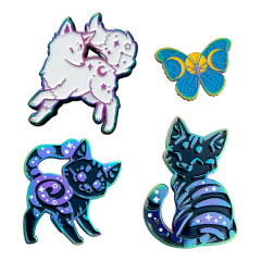 Custom Glitter Lapel Pins | Rainbow Plating Metal Pins