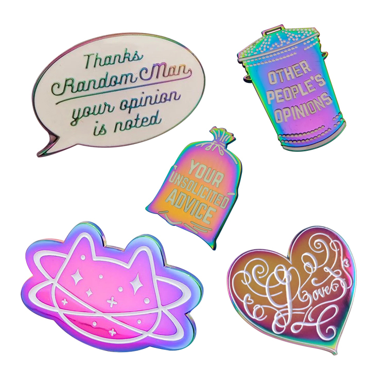 Custom Glitter Lapel Pins | Rainbow Plating Metal Pins