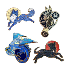 Custom Glitter Lapel Pins | Fantasy Animal Character Badges