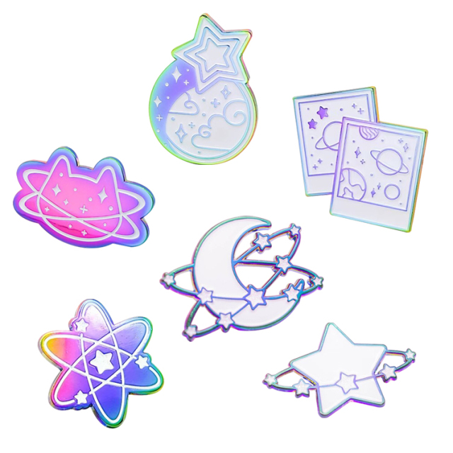 Custom Glitter Lapel Pins | Rainbow Plating Metal Pins