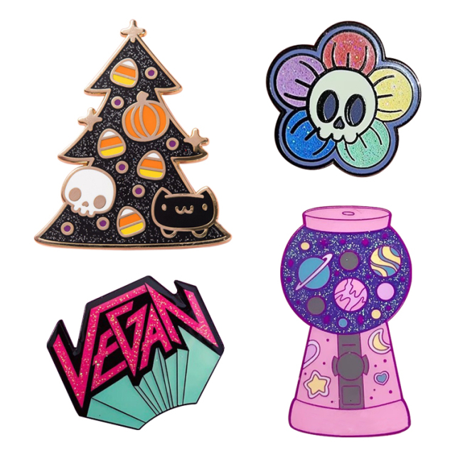 Custom Glitter Lapel Pins | Fantasy Animal Character Badges