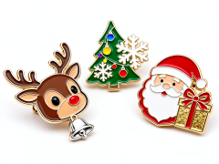 Custom Soft Enamel & Glitter Lapel Pins | Christmas Metal Pins