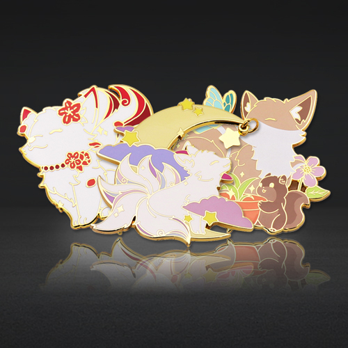 Custom Hard Enamel Pins | Shiny Cartoon Fox Metal Badges