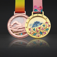 Custom 3D Sports Medals | Swimming Liquid Glitter Medals