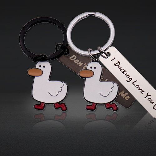 Custom Soft Enamel Keychains | Cute Duck Tag Keychains