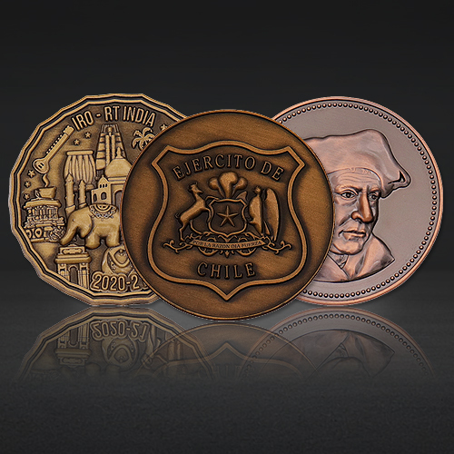 Customized antique-style copper-plated metal commemorative coin
