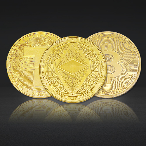 Custom Gold Plated Challenge Coins | Crypto Symbol Commemorative Coins