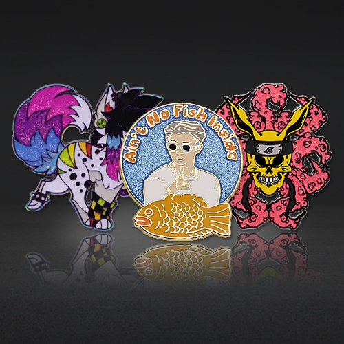 Custom Glitter Lapel Pins | Cartoon Mythical Fox Commemorative Pins