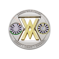 Customizable silver-gold plated challenge coins with hollow-engraved heroic commemorative coins