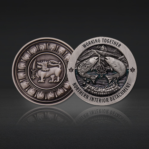 Custom 3D Antique Challenge Coins | Silver Plated Engraved Coins