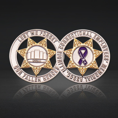 Customizable silver-gold plated challenge coins with hollow-engraved heroic commemorative coins