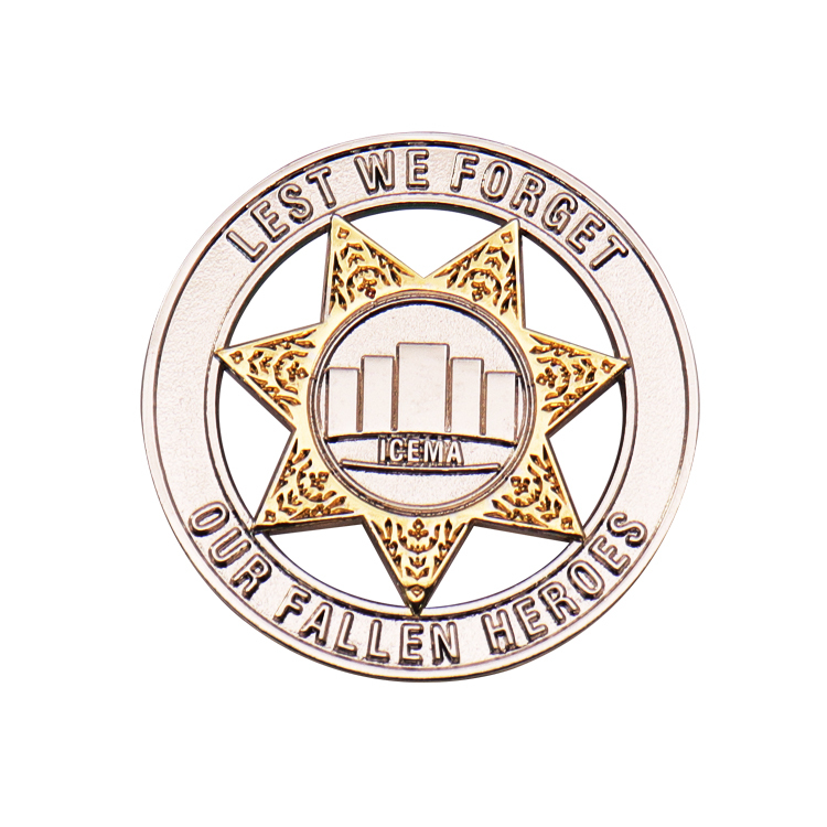 Customizable silver-gold plated challenge coins with hollow-engraved heroic commemorative coins