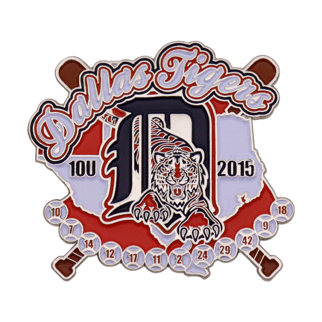 Newly designed commemorative sports event badge featuring baseball logo and soft enamel pin