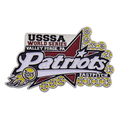 Newly designed commemorative sports event badge featuring baseball logo and soft enamel pin