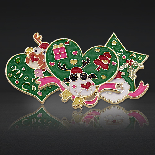 Customizable soft enamel badge pin with cartoon logo Christmas themed commemorative badge