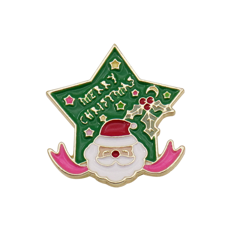Customizable soft enamel badge pin with cartoon logo Christmas themed commemorative badge