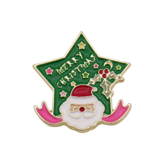Customizable soft enamel badge pin with cartoon logo Christmas themed commemorative badge