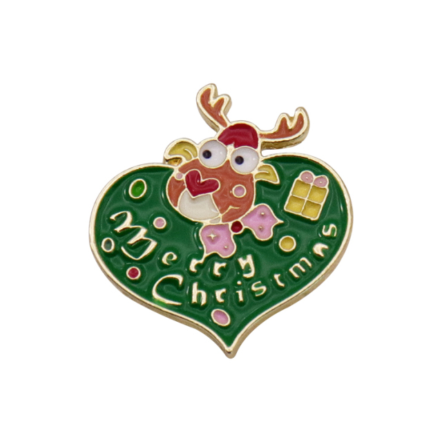 Customizable soft enamel badge pin with cartoon logo Christmas themed commemorative badge