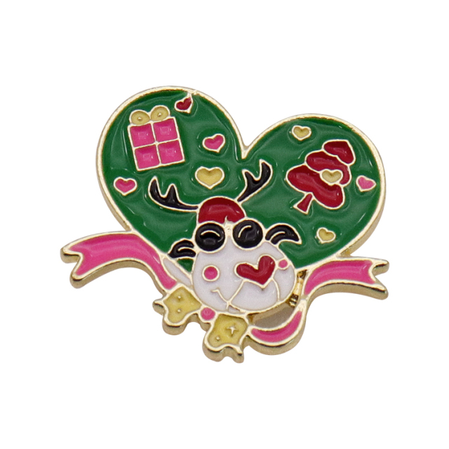 Customizable soft enamel badge pin with cartoon logo Christmas themed commemorative badge