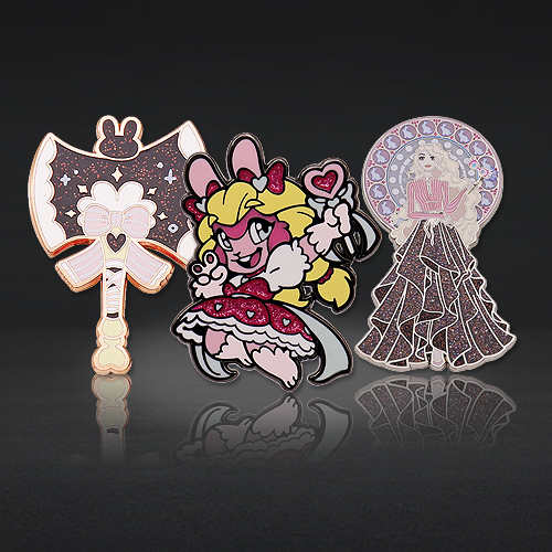 Customized metal handicrafts badges glitter powder anime-style enamel pins