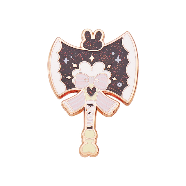 Customized metal handicrafts badges glitter powder anime-style enamel pins