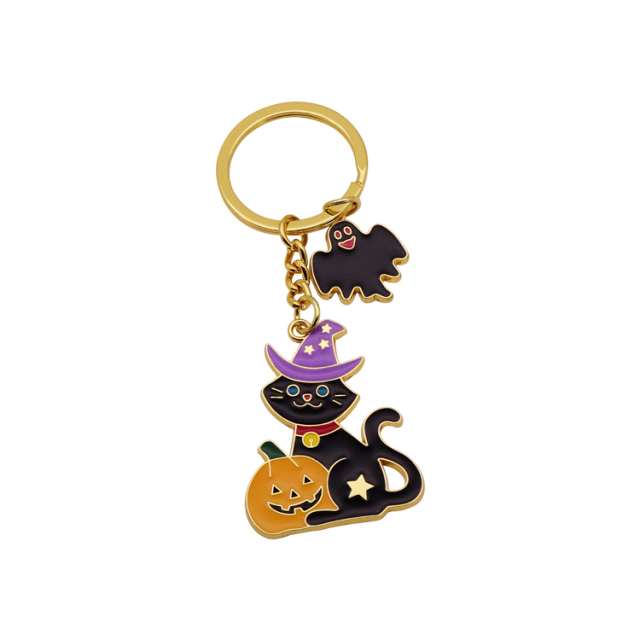 Custom Hard Enamel Keychains | Halloween Pumpkin Ghost Keychains