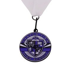 Customizable metal enamel medal with laser-engraved logo - University graduation commemorative medal