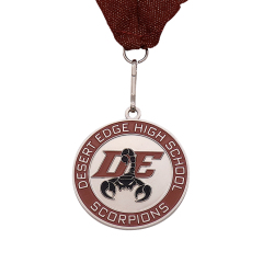 Customizable metal enamel medal with laser-engraved logo - University graduation commemorative medal
