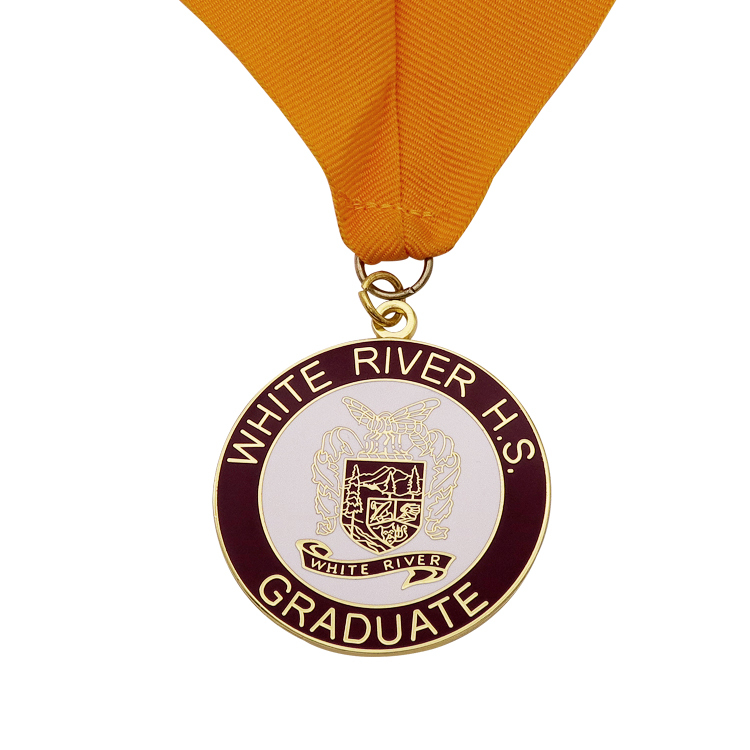 Customizable metal enamel medal with laser-engraved logo - University graduation commemorative medal