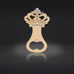 Customizable design bottle opener with rhinestone crown - noble beer opener
