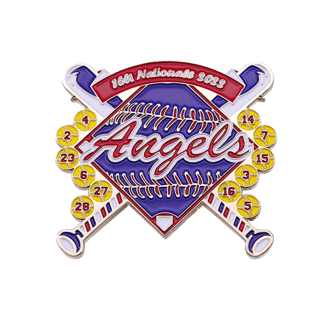 Custom Baseball Trading Pins With Player Number Danglers