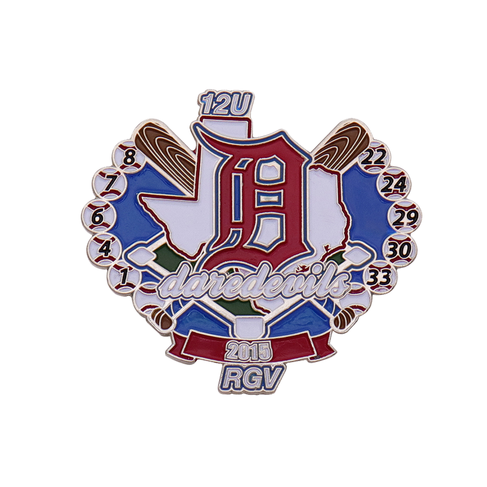 Custom Youth Baseball Trading Pins With Number