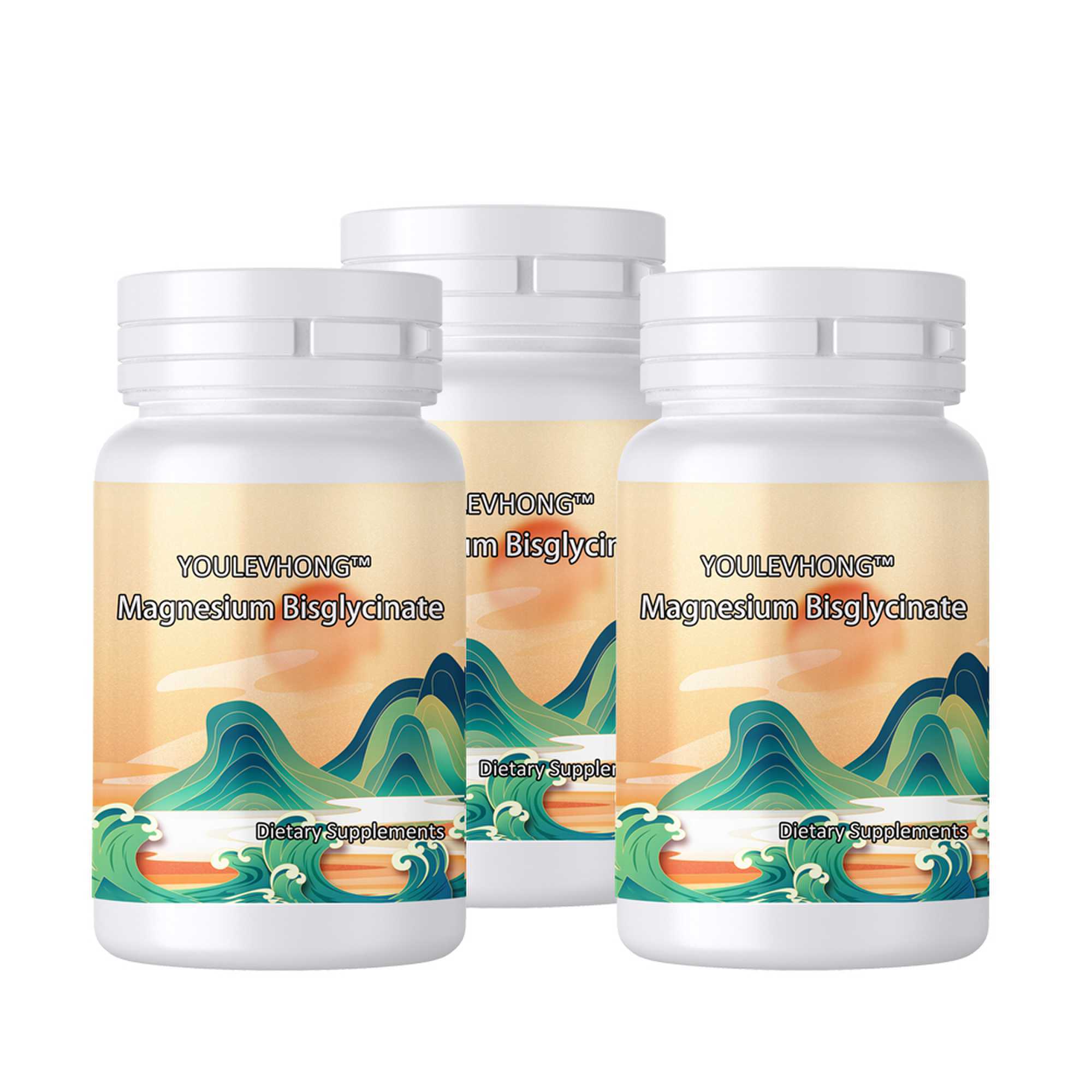 Magnesium Bisglycinate Capsules Non-GMO, Vegetarian Friendly, Gluten Free FDA Customized Magnesium Capsules Dietary Supplements Natural Sleep And Brain Supplement Magnesium