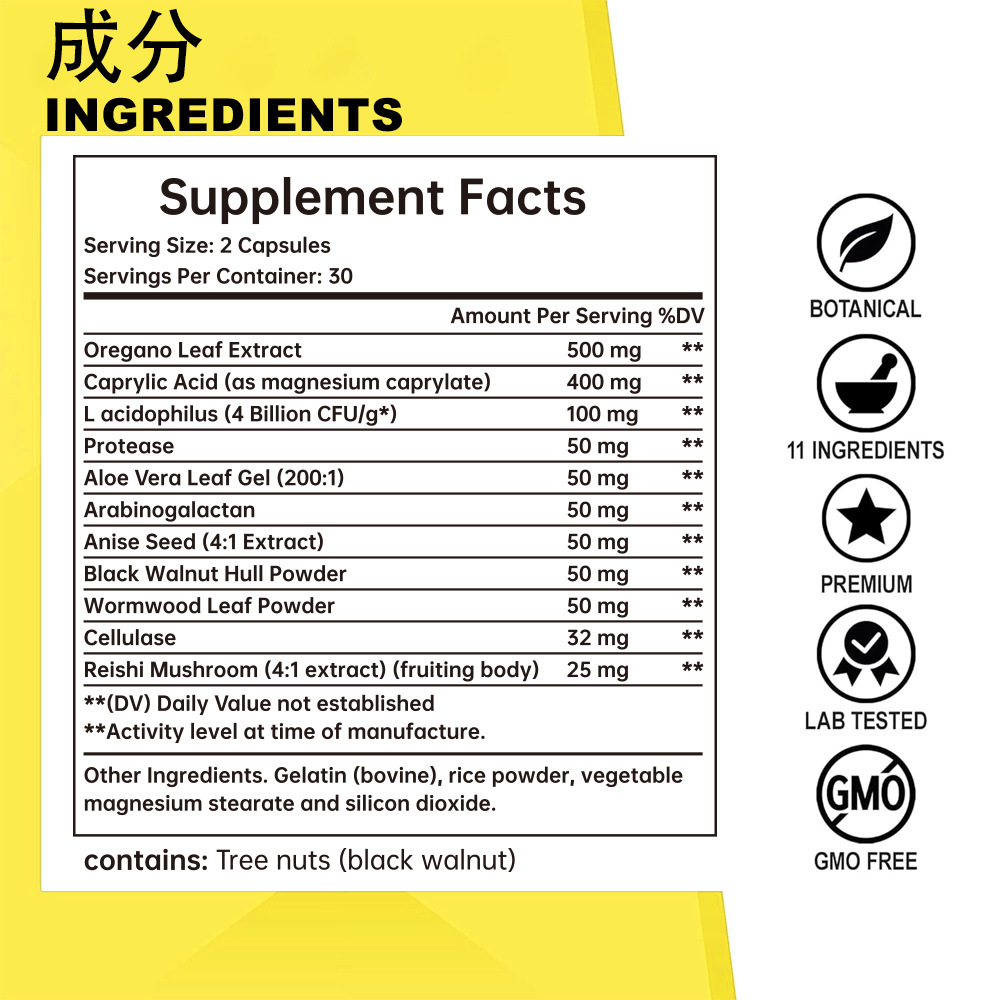 Candida Cleanse (60 Capsules)  Detox Promotes Digestive Health & Regularity Natural Herbal Supplement