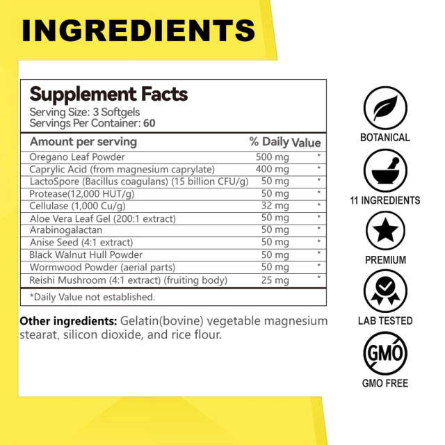 Candida Cleanse capsules seed oil  Advanced Intestinal Overgrowth Detox Promotes Digestive Health & Regularity for Women and Men 180 capsules