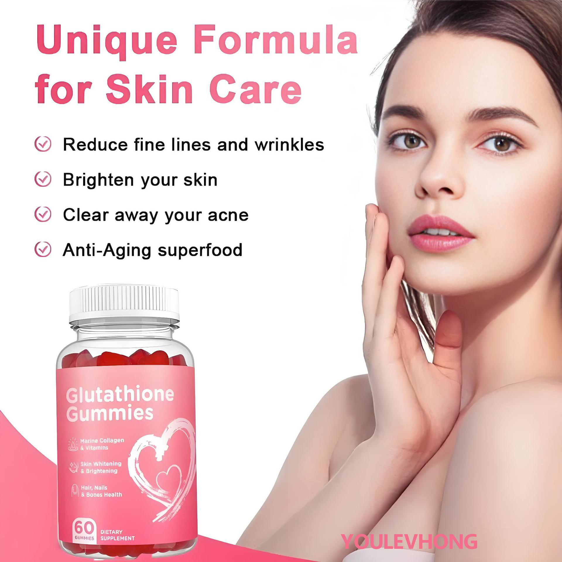 Glutathione gummies 60 Serivice Whitening Pills Natural Health White Skin  Powerful Antioxidant Anti Aging