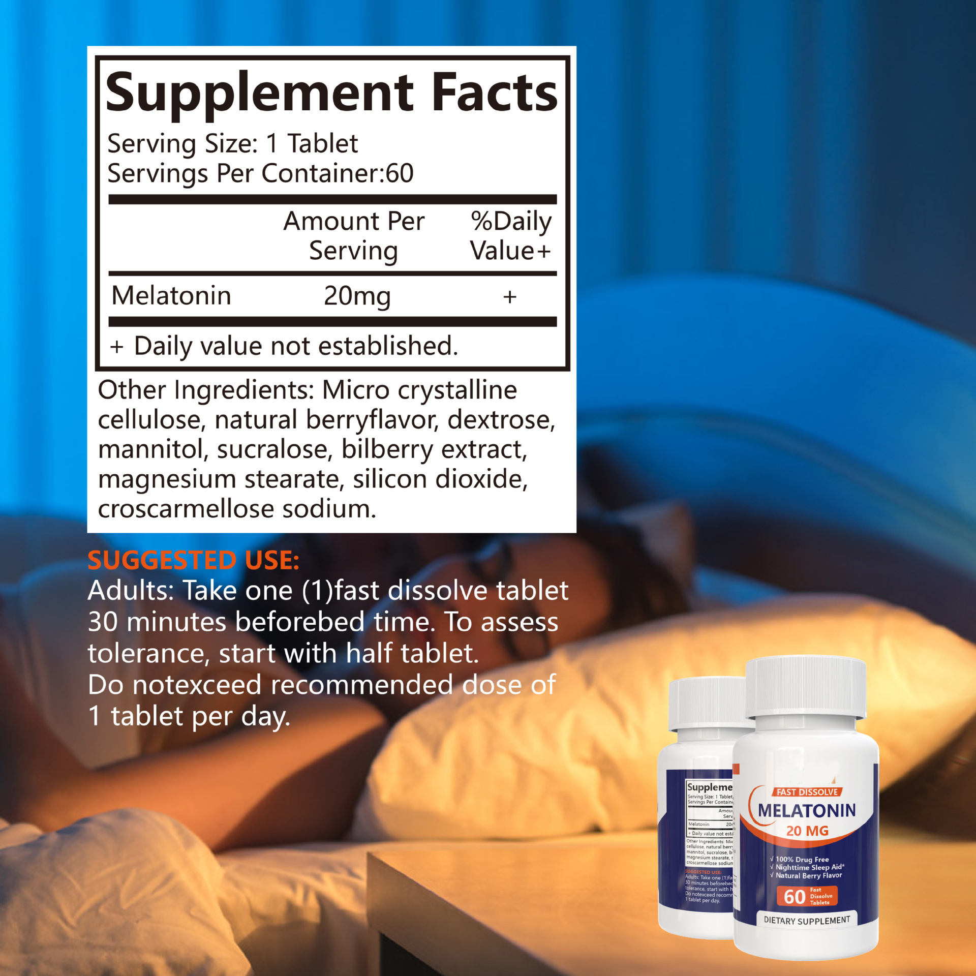 Melatonin Natural Sleep Gummies Supplements With Melatonin , 60 Vegan Natural Berry Flavor Best Sleeping Gummies For Adults Sleep Well